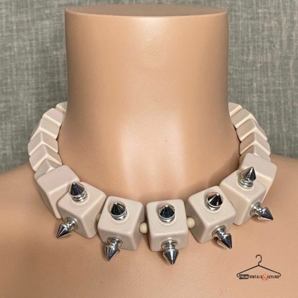 Diana Broussard Spiked Cube Abstract Necklace